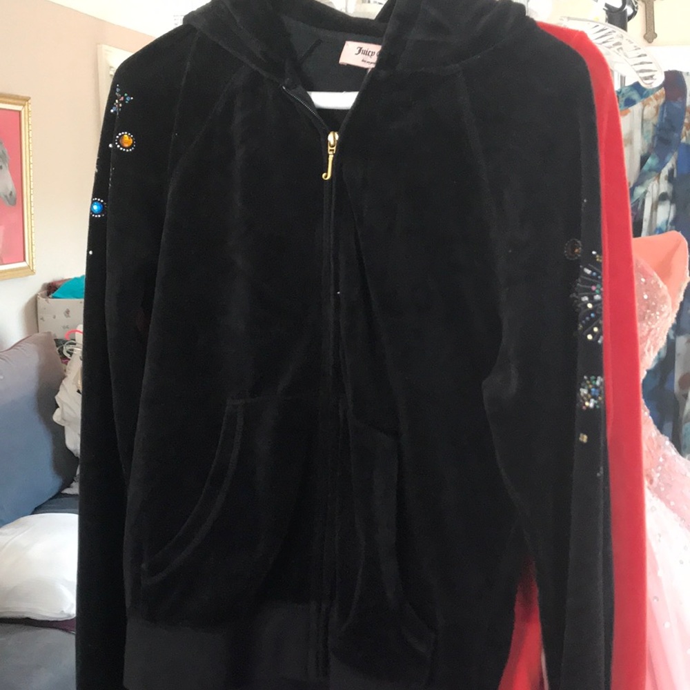 Juicy couture hoodie rhinestone shoulder design